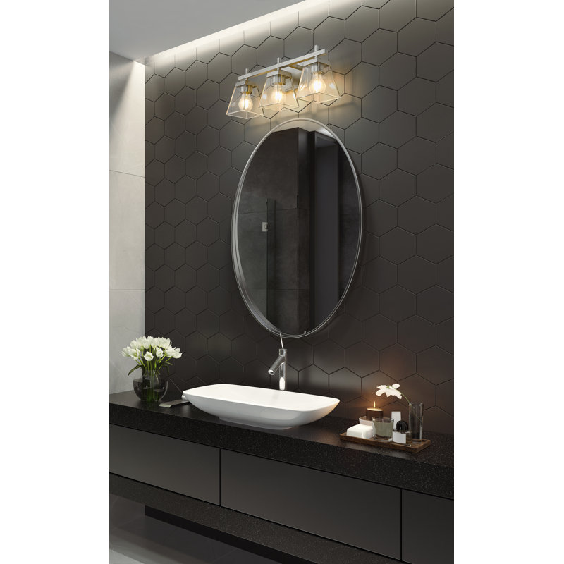 Éclairage pour meuble-lavabo à 3 lumières à intensité variable Azruddin, Nickel brossé
