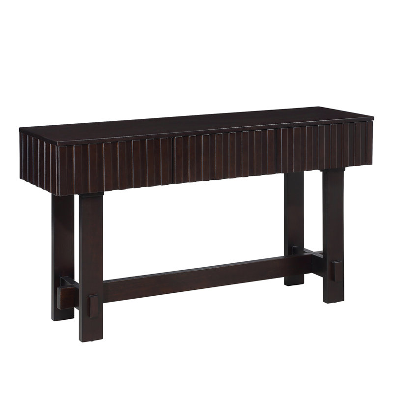 52 Inch Sofa Table With Storage Drawers, Mid Century Farmhouse Fluted Console Table With Solid Wood Legs. Entryway Table For Living Room TV, Hallway Entrance Foyer
