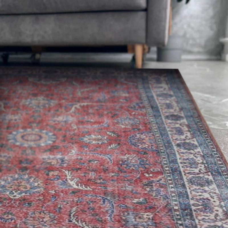 Tapis décoratif bleu marine rétro à motif tissé rétro, Rectangle 7 pi 7 po x 10 pi 10 po