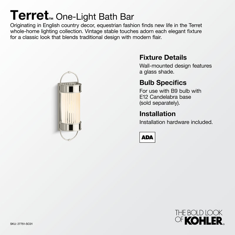 Terret 15" 1 - Light Bath Bar, Polished Chrome