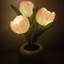 LED Tulip Night Light Table Lamp with Vase - 3-Branch Simulated Flower Decor - Battery Operated Fairy Accent Light for Bedroom/Living Room Desktop - Gift for Women