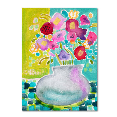 Wrapped Canvas Wall Art - Wyanne 'Flowers From A Friend' Wall Art for Living Room, Bedroom, or Office Décor - 14x19