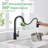 Kitchen Faucet with Pull Down Sprayer – 3 Modes (Stream/Spray/Pause), 7-Layer Rust-Resistant Coating, 360° Swivel, 15-Min DIY, High Arc for Kitchen, Bar, RV, Commercial Sink in Matte Black-127357262