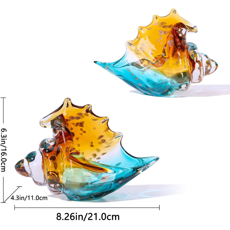 Hand-blown Sea Glass Conch Shell Figurine