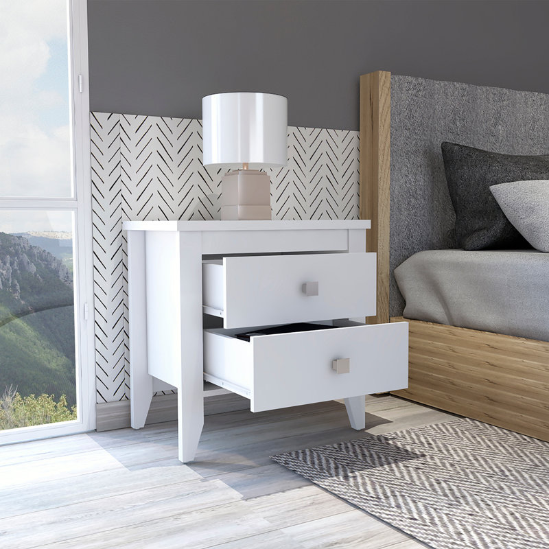 Windsor 2-Drawer Nightstand, White