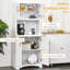 Cuisine pour la salle à manger, garde-manger blanc avec porte vitrée et tablettes réglables - choix de rangement pour garde-manger, blanc, porte encadrée et compartiment à micro-ondes. Organisez les ustensiles de cuisine. Personnalisable