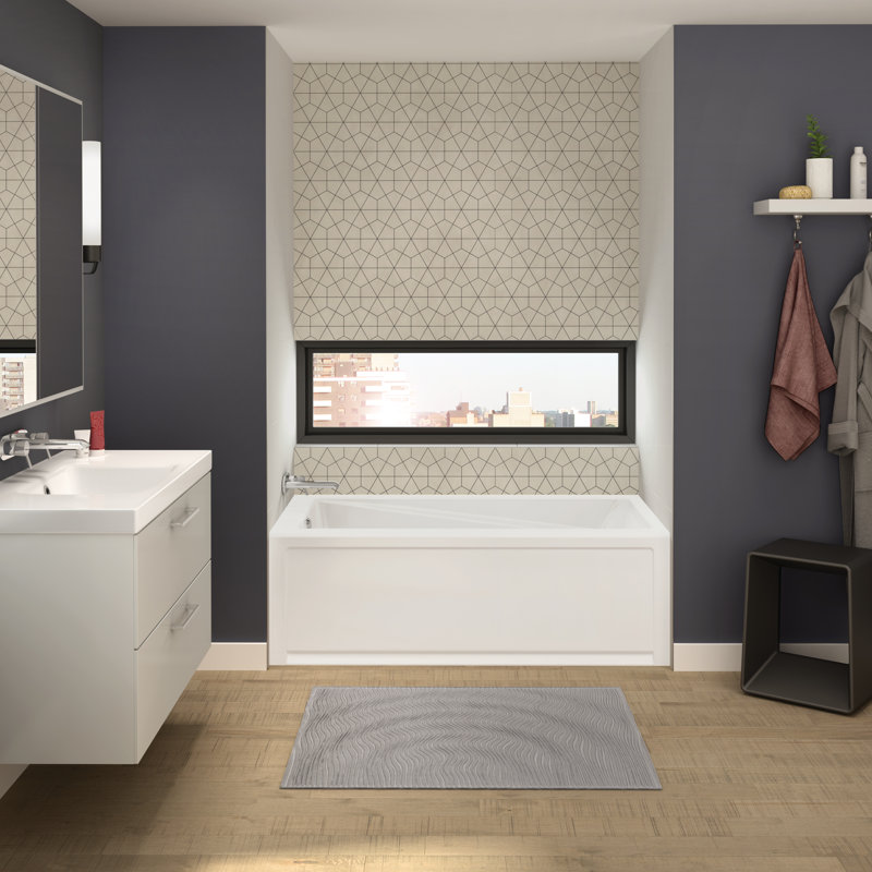 New Town 6032 IFS Acrylic Alcove Left-Hand Drain Bathtub in White, Left