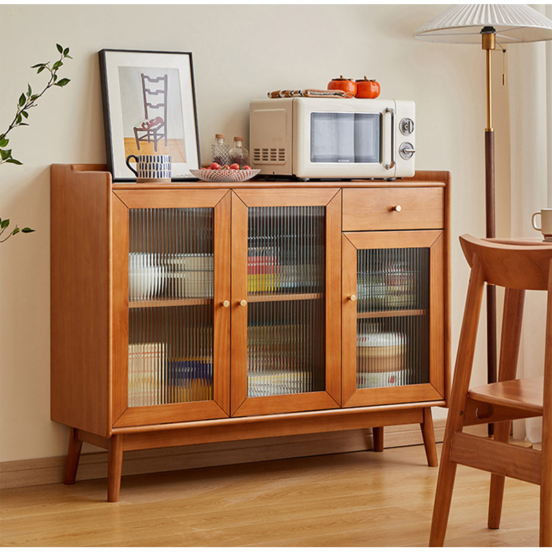 Scandinavian-style Solid Wood & Glass Sideboard