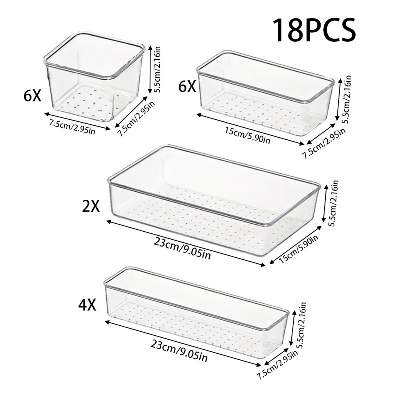 Set of 18 Transparent Desktop Organisers