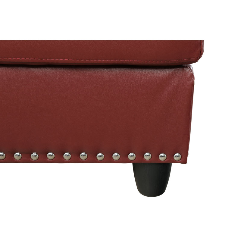 Canapé modulaire en cuir végétalien de 97 po avec table rabattable et porte-gobelets Naranja, Face à la droite