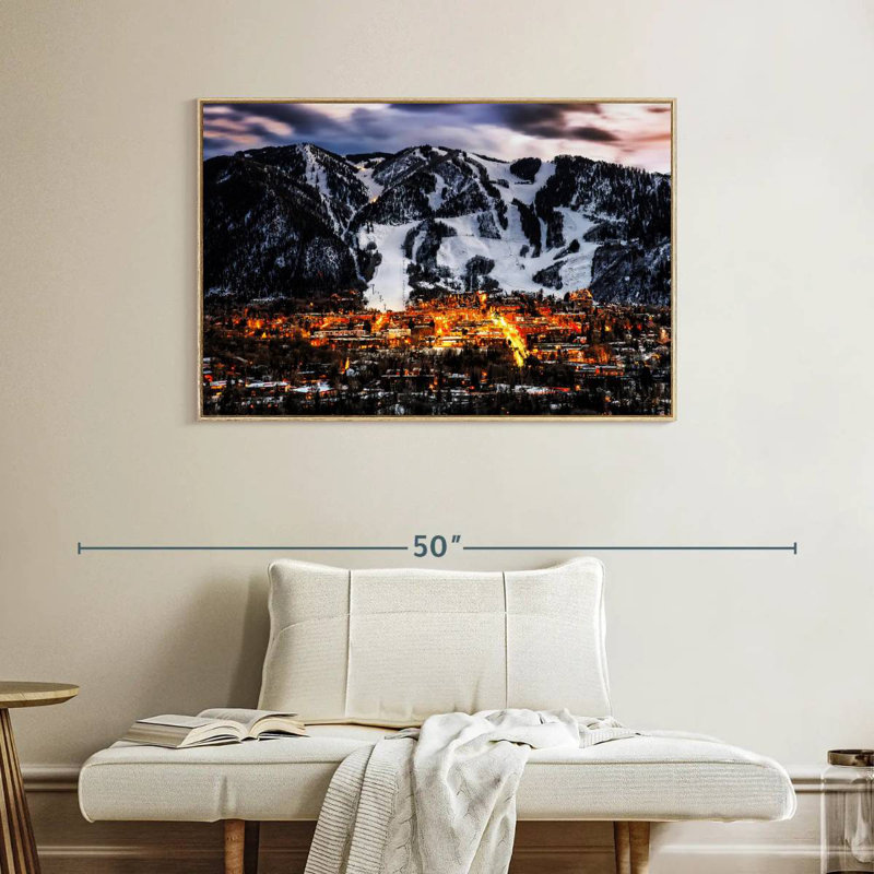 Aspen la nuit, Cadre flottant en bois naturel, 40 po x 27 po