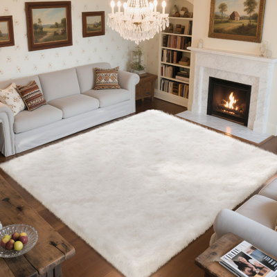 Tapis blanc crème pour le salon, tapis décoratif de Noël avec 4 autocollants, tapis moelleux à poils longs pour la chambre à coucher, tapis antidérapant de mise à niveau, décoration de chambre rouge, cadeau pour Halloween, Noël, Action de grâce,