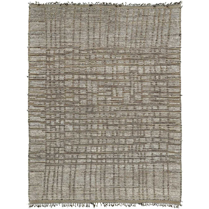 Modern Distressed One-of-a-Kind Rectangle 10'1" X 13'7" New Age Area Rug in Brown