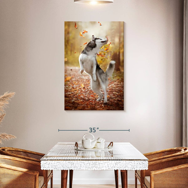 Brampt Autumn Husky Playing, 45" H x 30" W
