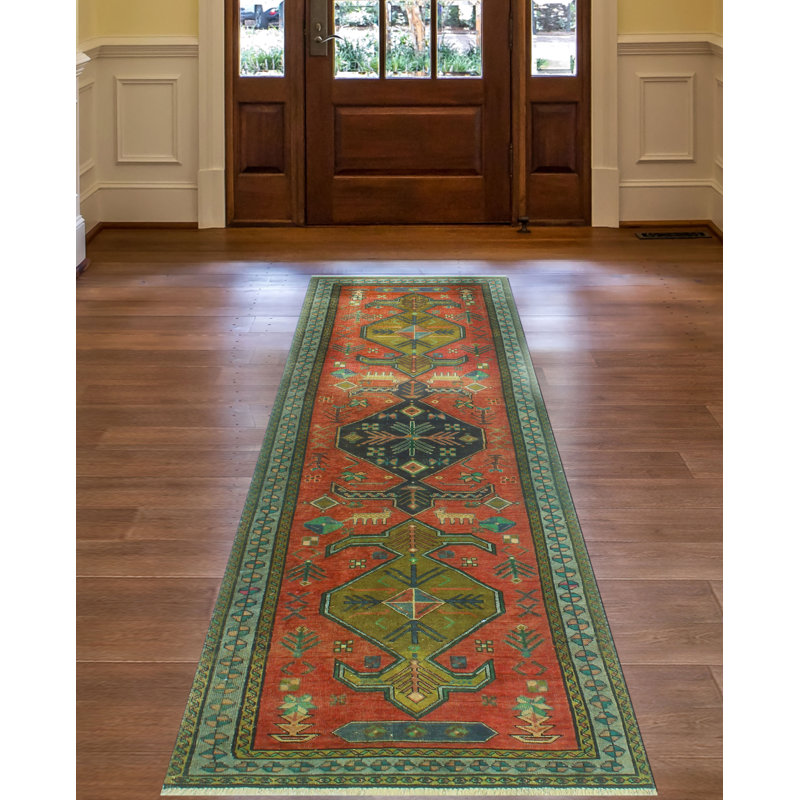 One-of-a-Kind 3'3" X 10'7" 1980s Runner Wool Area Rug in
