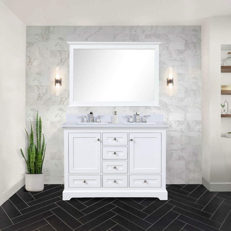 Double Bath Vanity 48 In. W X 22 In. D, With Cultured Marble Top, White