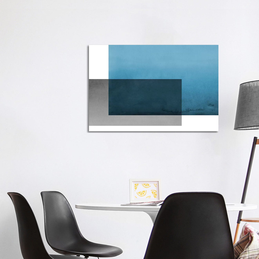 Colorblock Blue Gray von The Maisey Design Shop - Galerie-verpackte Leinwand Giclée auf Leinwand