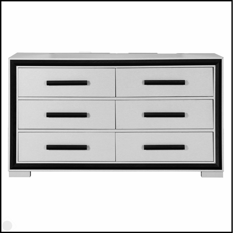 DRESSER ADELAIDE GRIS NOIR avec six tiroirs spacieux et un design moderne et élégant pour les chambres contemporaines