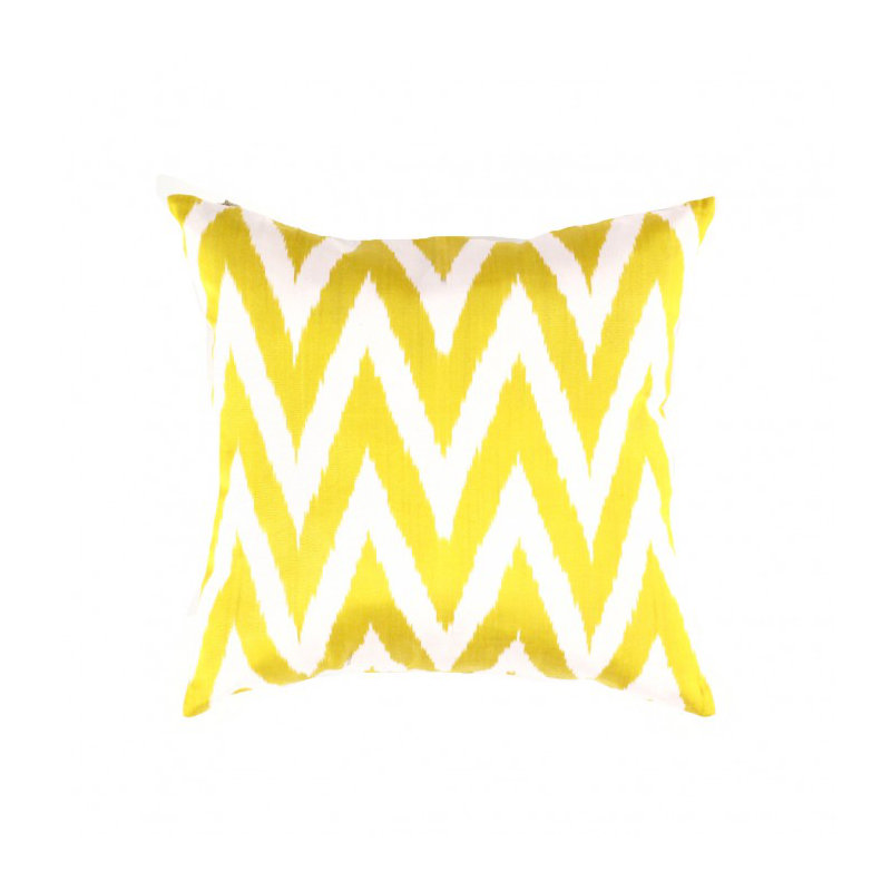 Coussin TI 273 en soie rose turque Ikat 20 po, Jaune
