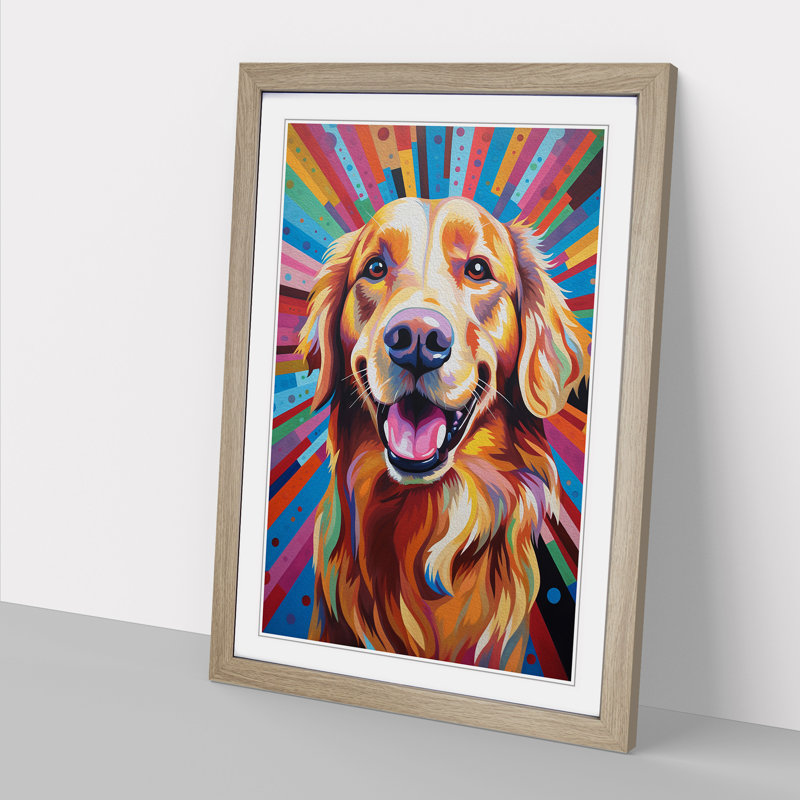 Golden Retriever Op Art - Framed Print