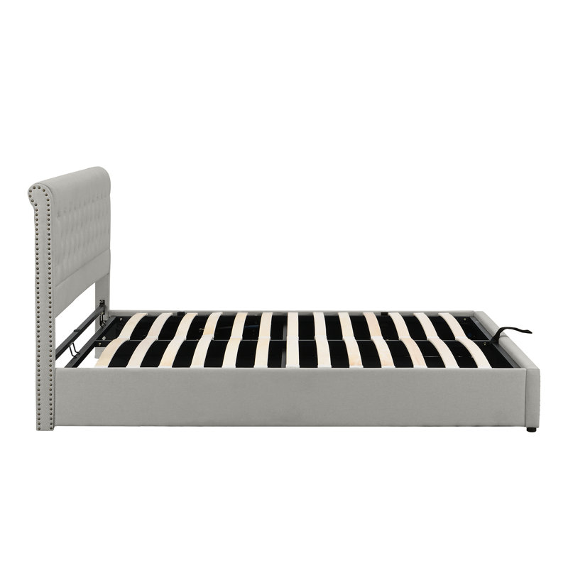Solid Wood Bed, Light grey, 150 x 207cm