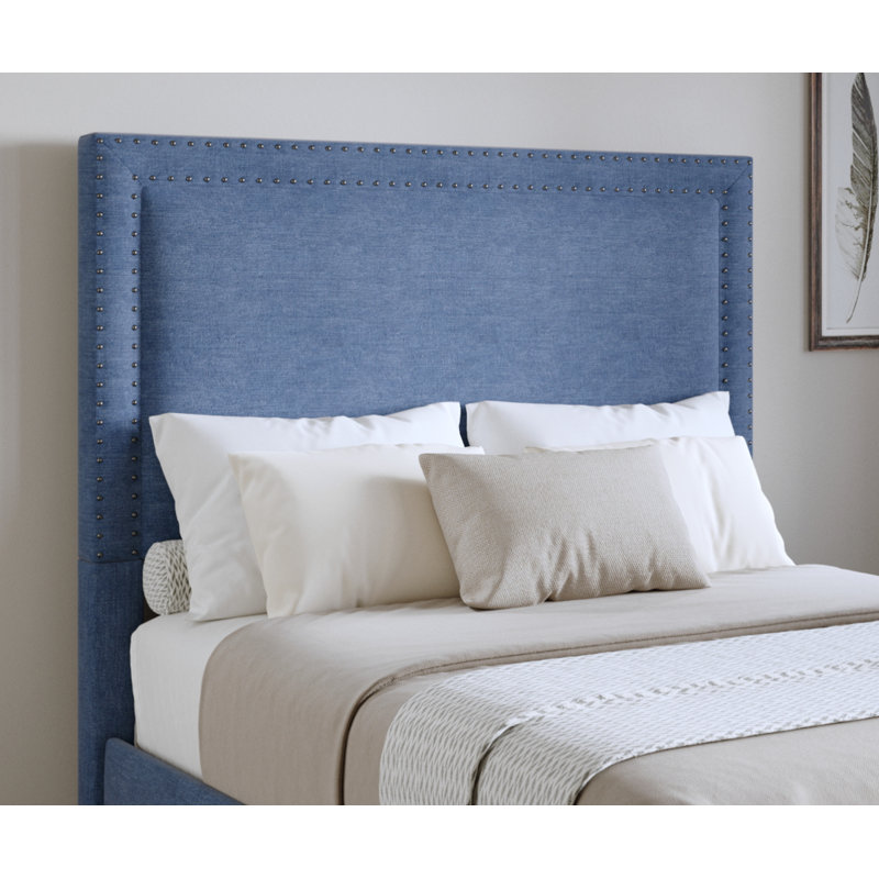 Tête de lit tapissier à panneau Murl, Bleu, Double
