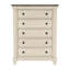 Meuble de chambre transitionnel style rustique 1pc de 5 tiroirs blanc antique et brun rosé