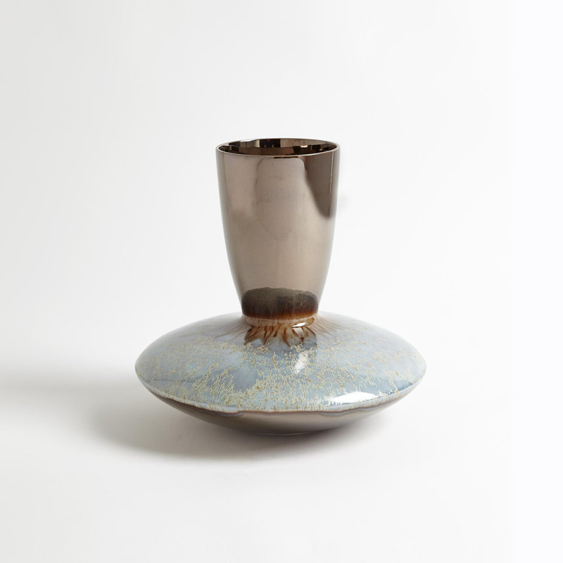 Marta's Vase-Bronze Reactive Blue, 13" H x 13.5" W x 13.5" D
