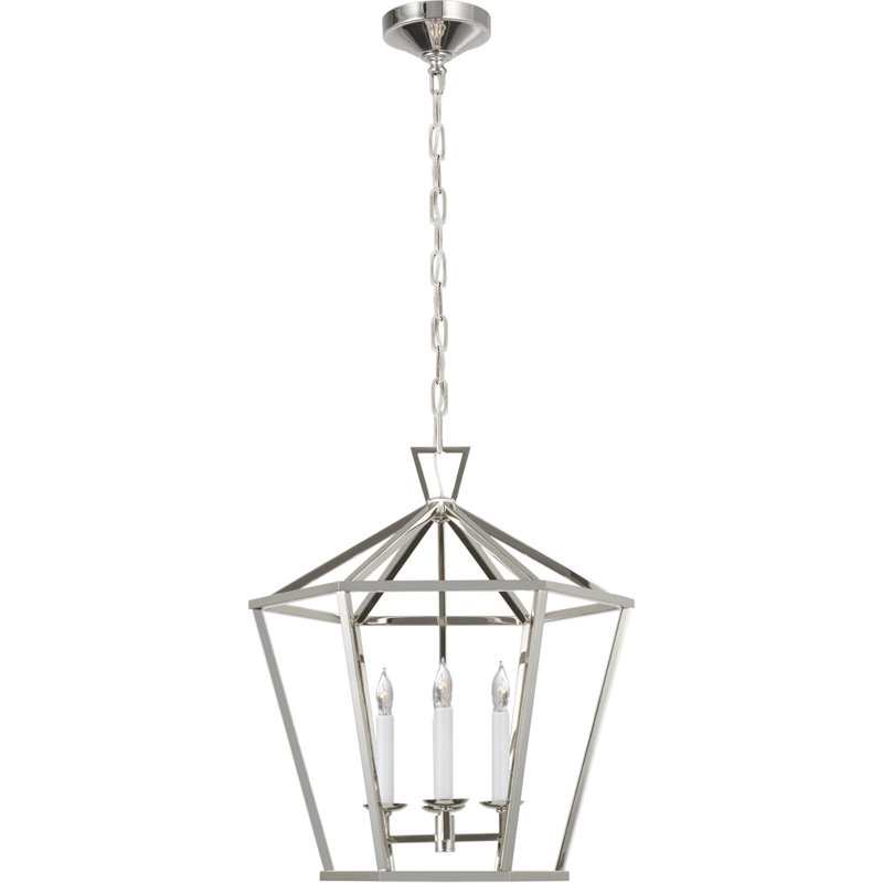 Chapman & Myers Darlana Small Hexagonal Lantern, Polished Nickel, 21.25" H x 19" W x 19" D