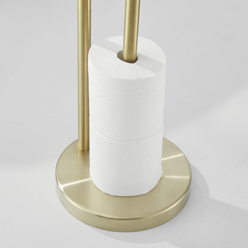 Porte-papier hygiénique sur pied avec piédestal antirouille, Or