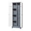 Armoire de rangement haute en métal avec portes verrouillables, tablettes et tringle pour outils et fournitures de nettoyage