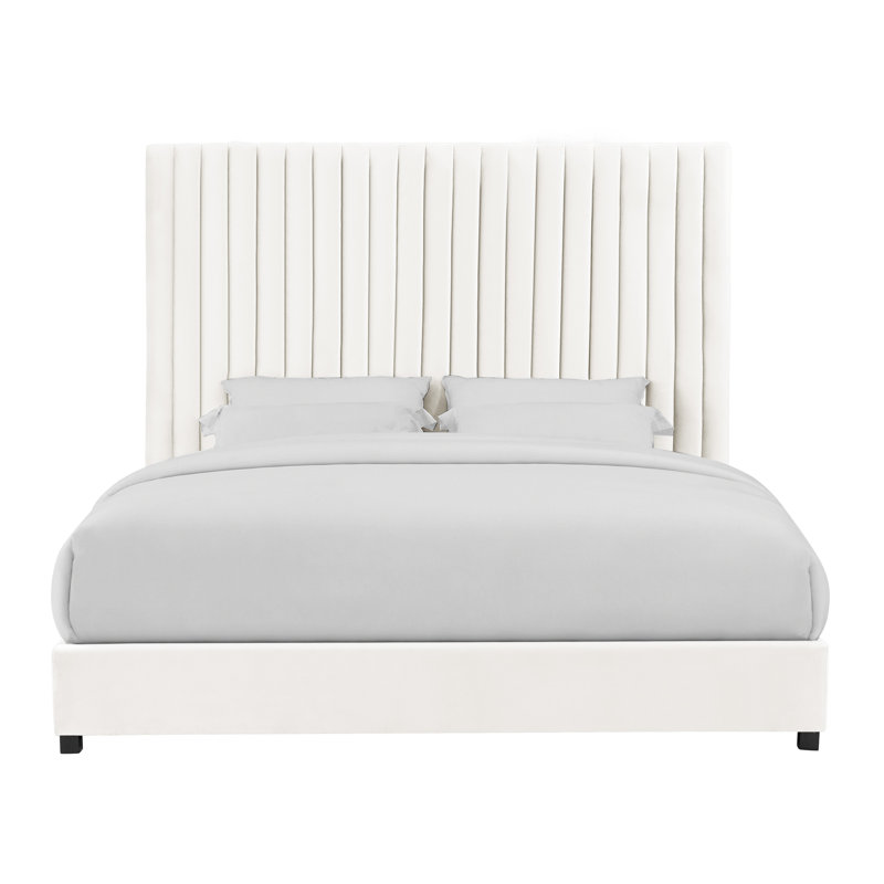 Arabelle White Velvet Bed In UK, King (5')