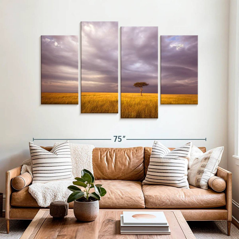 African Stormy Fields, 42" H x 68" W