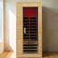 Sauna d'intérieur KISRAIS pour une personne, infrarouge lointain et à faible champ électromagnétique, avec lampe de lecture DEL, lumière rouge, minuterie et haut-parleurs Bluetooth. Fabriqué en pruche du Canada.