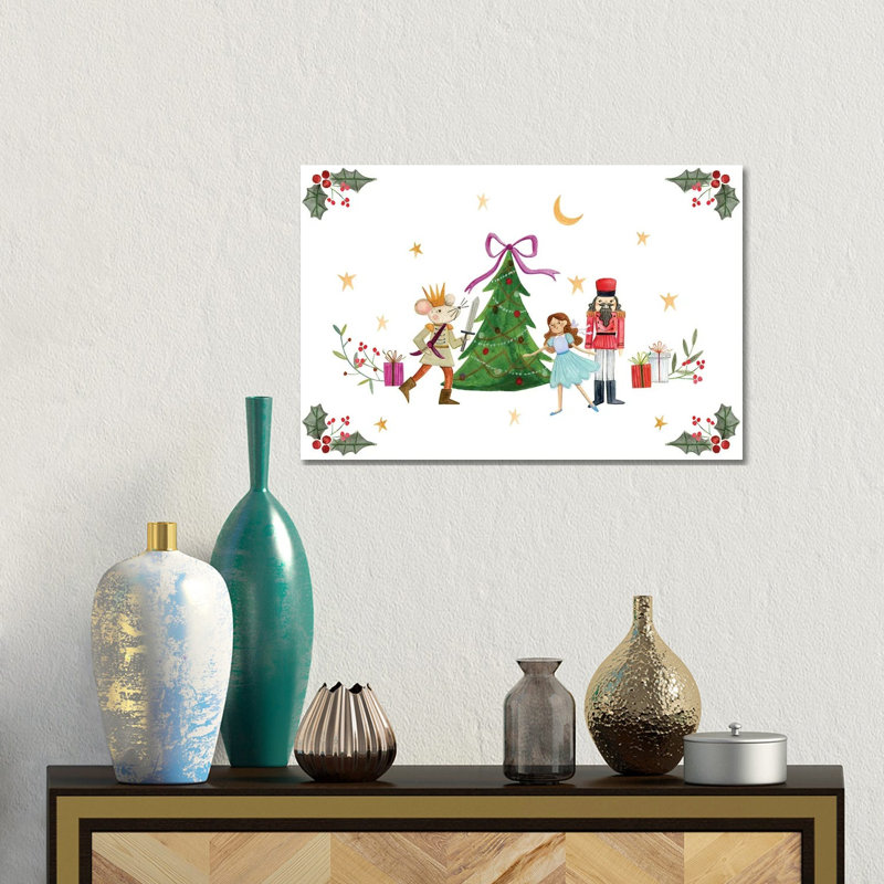 Casse-noisette autour de l'arbre de Noël - reproduction d'art murale - toile tendue, H 12 po x l 18 po, Toile tendue