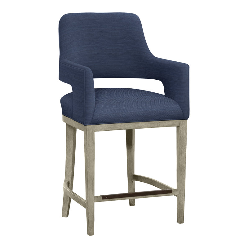 Tabouret de bar et de comptoir Josie, Amande chamois, Périgold bleu Ishi Jean