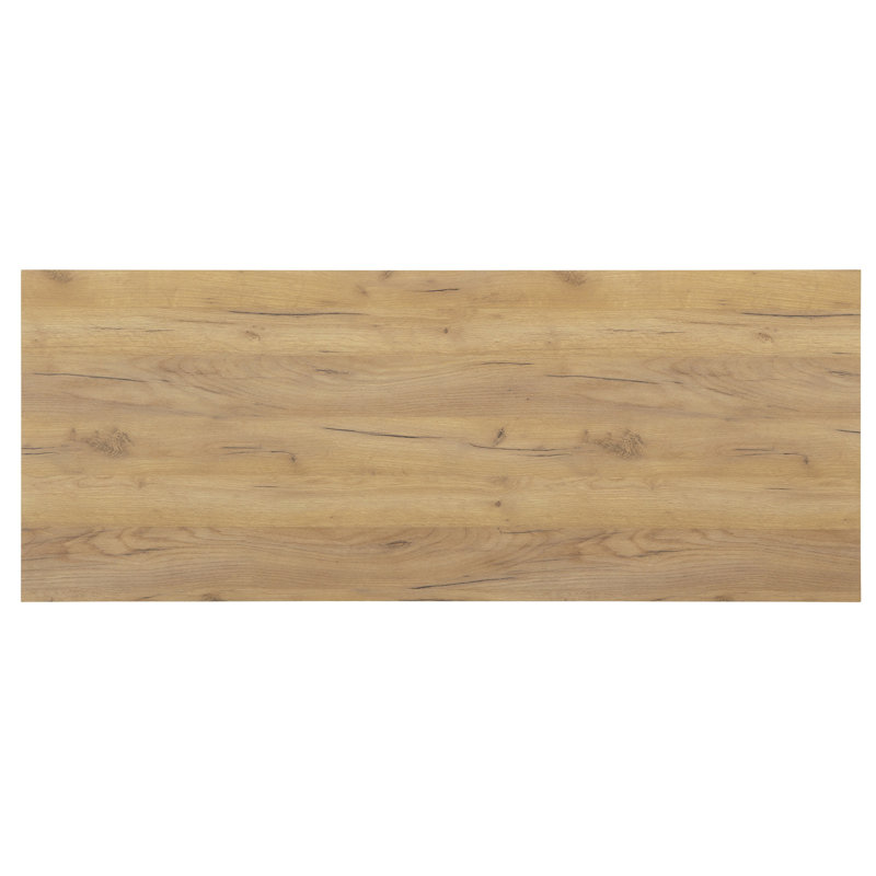 Golden Oak Desk: 4 Storage Shelves, Metal Accents, Space Saving Standing Work Desk Customizable