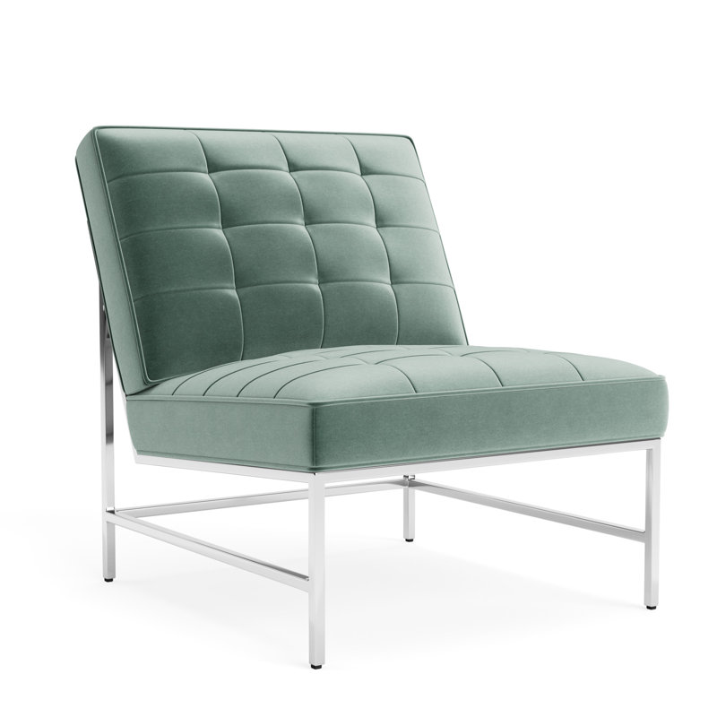Major Chair, Performance Velvet - Jade, Polished Stainless Steel