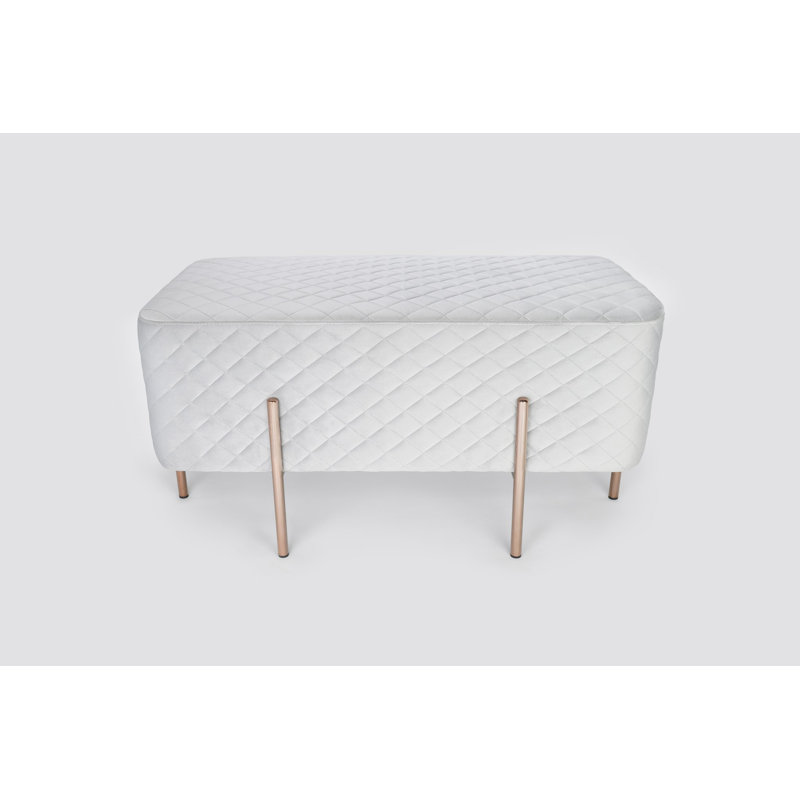 Killingly Velvet Upholstered Bench, Silver