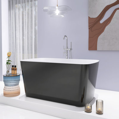 Baignoire de trempage autoportante en acrylique 49 po avec trop-plein chromé et drain rapide