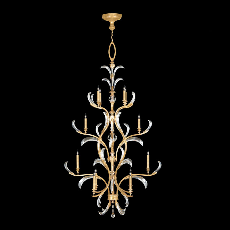 Lustre rond biseauté 48 po, Or