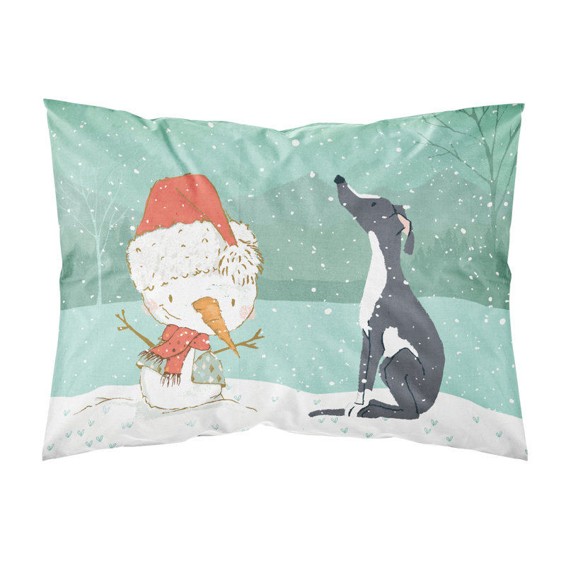 Taie d’oreiller de noël bonhomme de neige, Lévrier noir