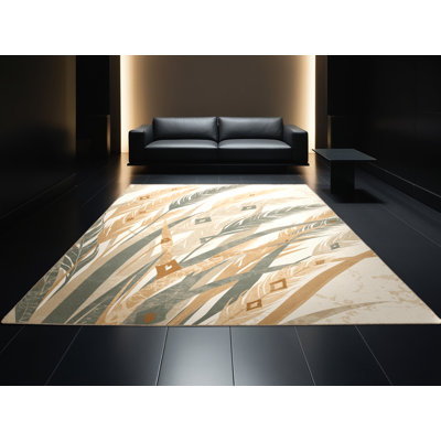 Tapis marocain beige en laine lavable à la machine Ottwell