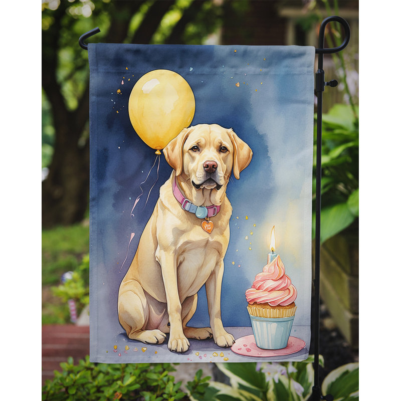 Drapeau de jardin «Happy Birthday», Labrador Retriever blond