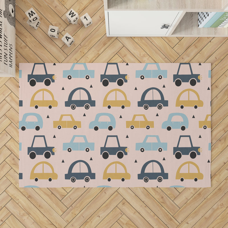 Driveway Colorized Kids Play Mat, Rectangle 3' x 5', Pink/Blue/Yellow