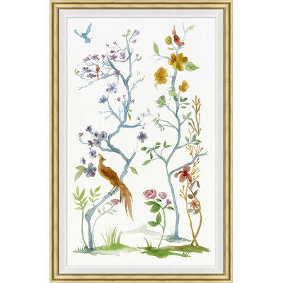 Colored Chinoiserie 2 Framed Watercolour Painting Print