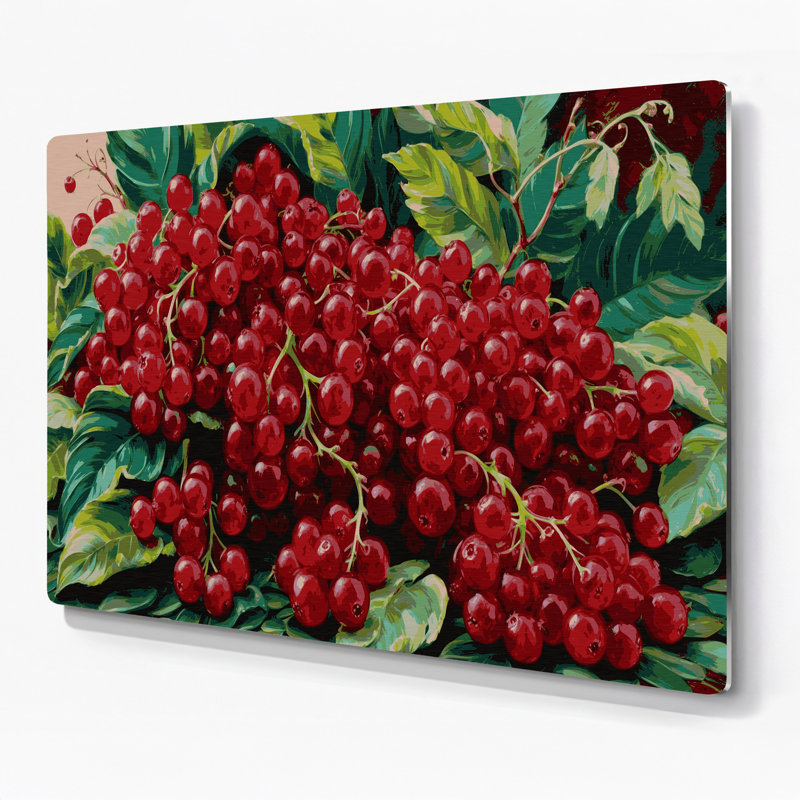 Art mural en métal rouge fruit groseille, H 12 po x l 18 po