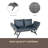 1 PCS Patio Wicker Side Foldable Bench Patio Backyard Conversation Bench Grey Wicker + Dark Grey Cushion