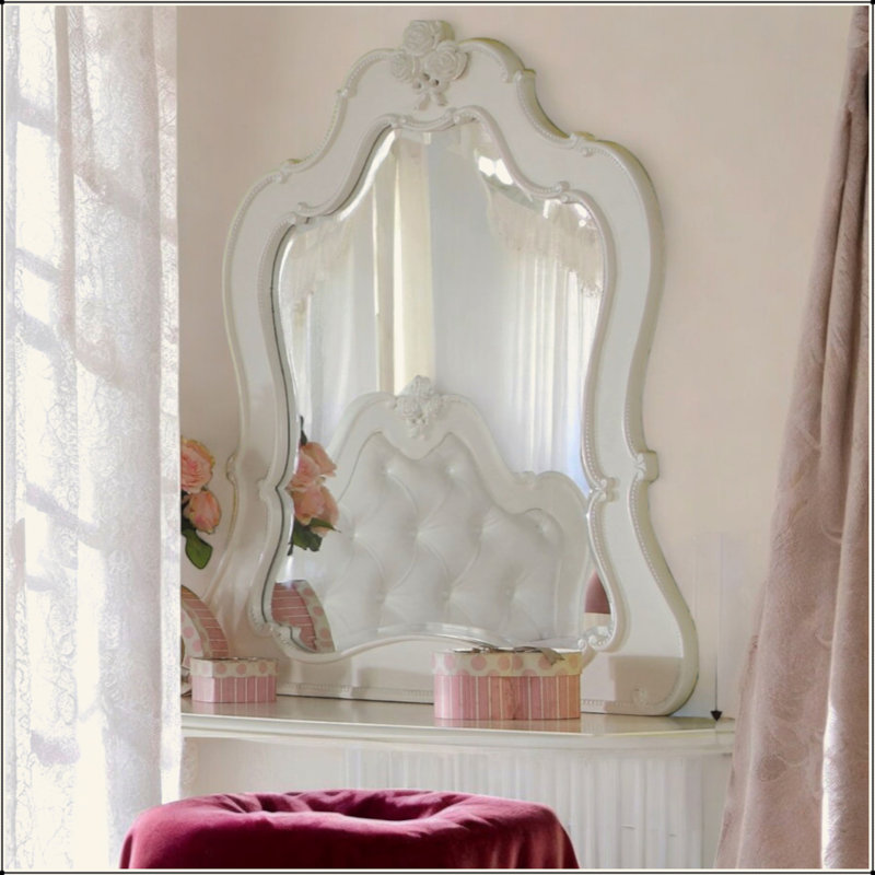 Miroir blanc perle