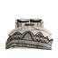 Courtepointe double / grand - mélange de lin et de coton, bordure texturée en chenille à motif de losanges noirs pour un édredon moderne, mélange de lin naturel, atmosphère sereine et calme-118742718